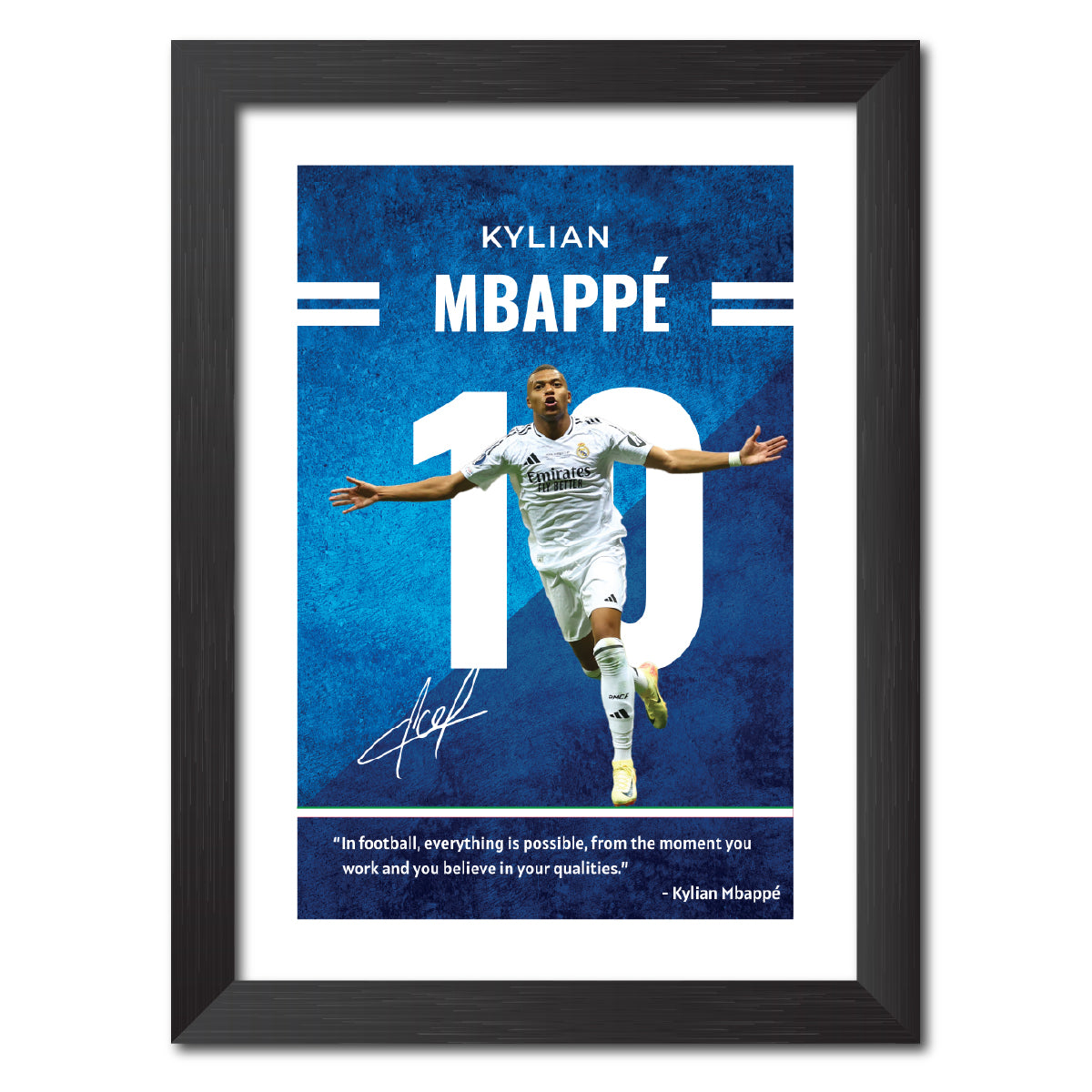 Kylian Mbappe Quotes Real Madrid Football Poster Framed Painting