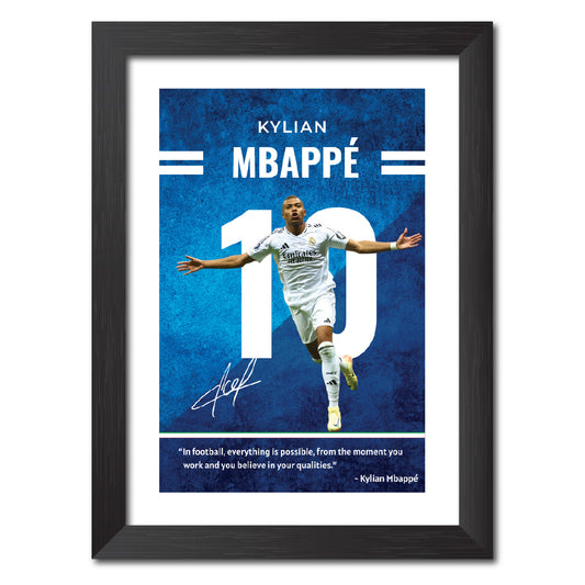 Kylian Mbappe Quotes Real Madrid Football Poster Framed Painting