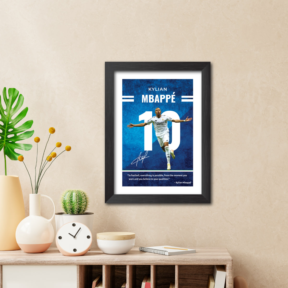 Kylian Mbappe Quotes Real Madrid Football Poster Framed Painting
