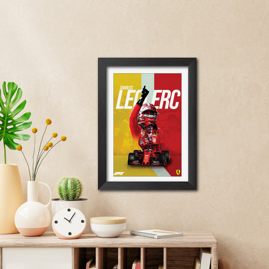Charles Leclerc F1 Racing Poster Framed Painting