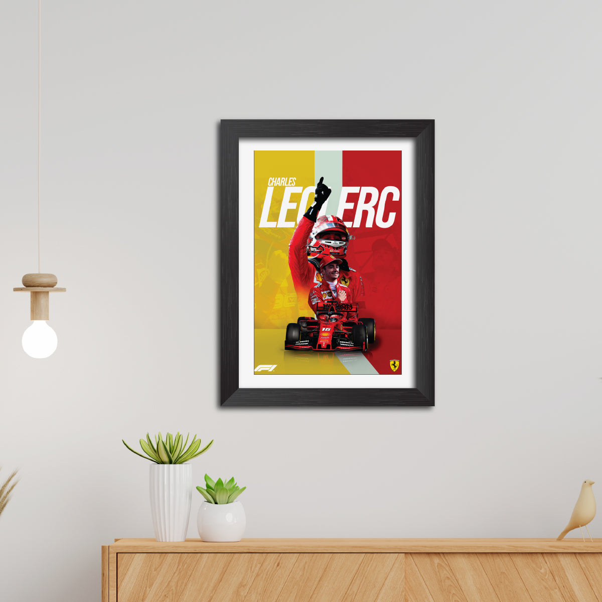 Charles Leclerc F1 Racing Poster Framed Painting