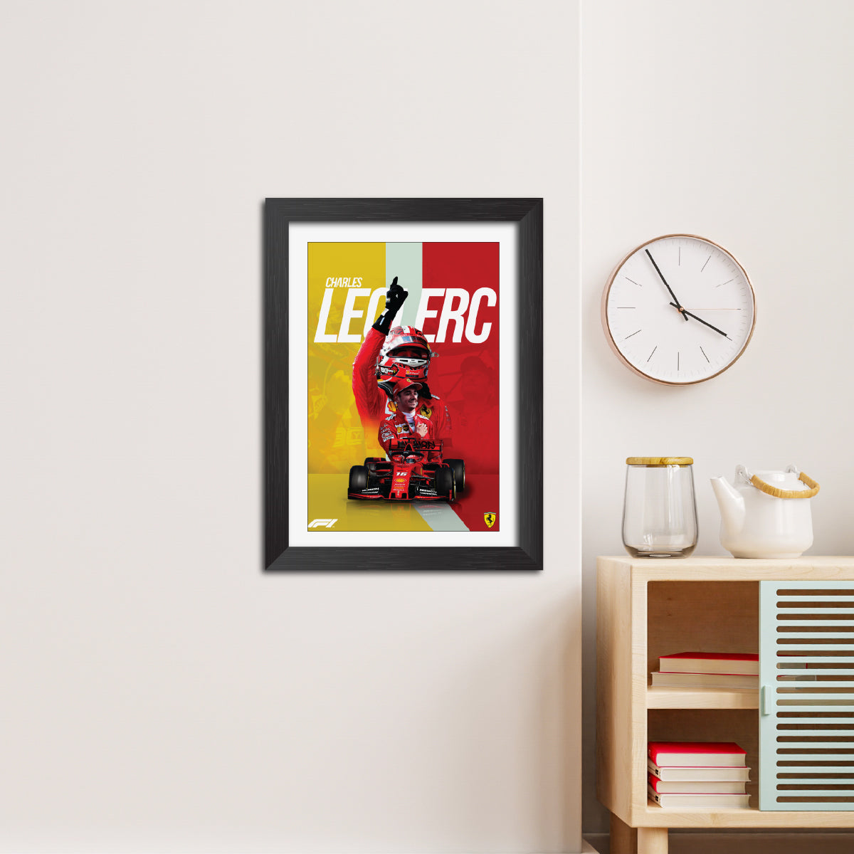 Charles Leclerc F1 Racing Poster Framed Painting