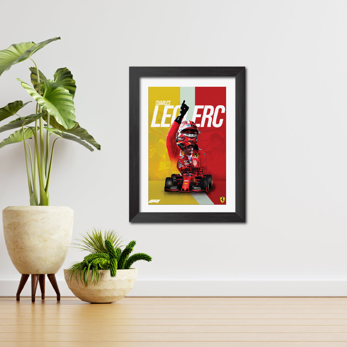 Charles Leclerc F1 Racing Poster Framed Painting