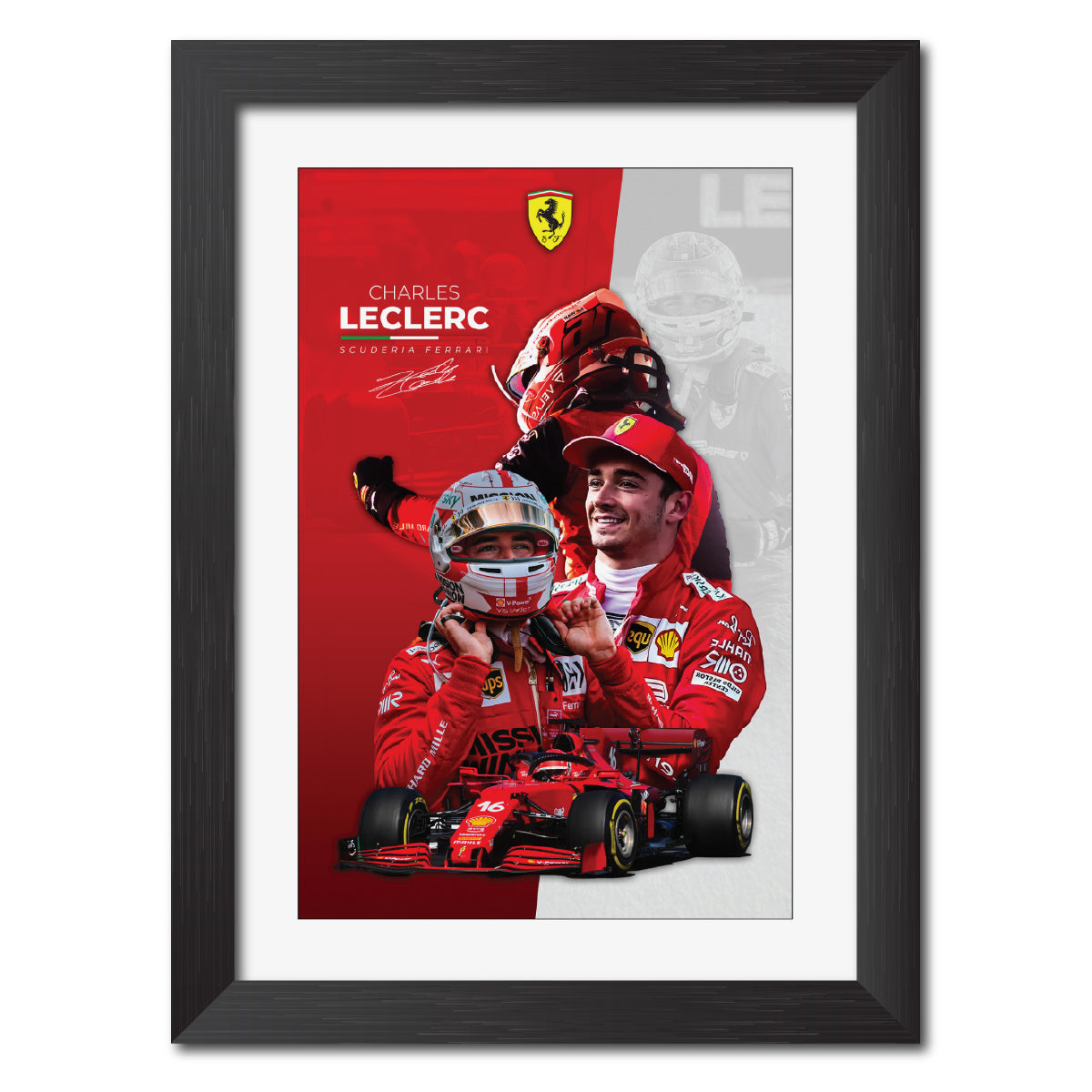 Charles Leclerc F1 Racing Poster Framed Painting