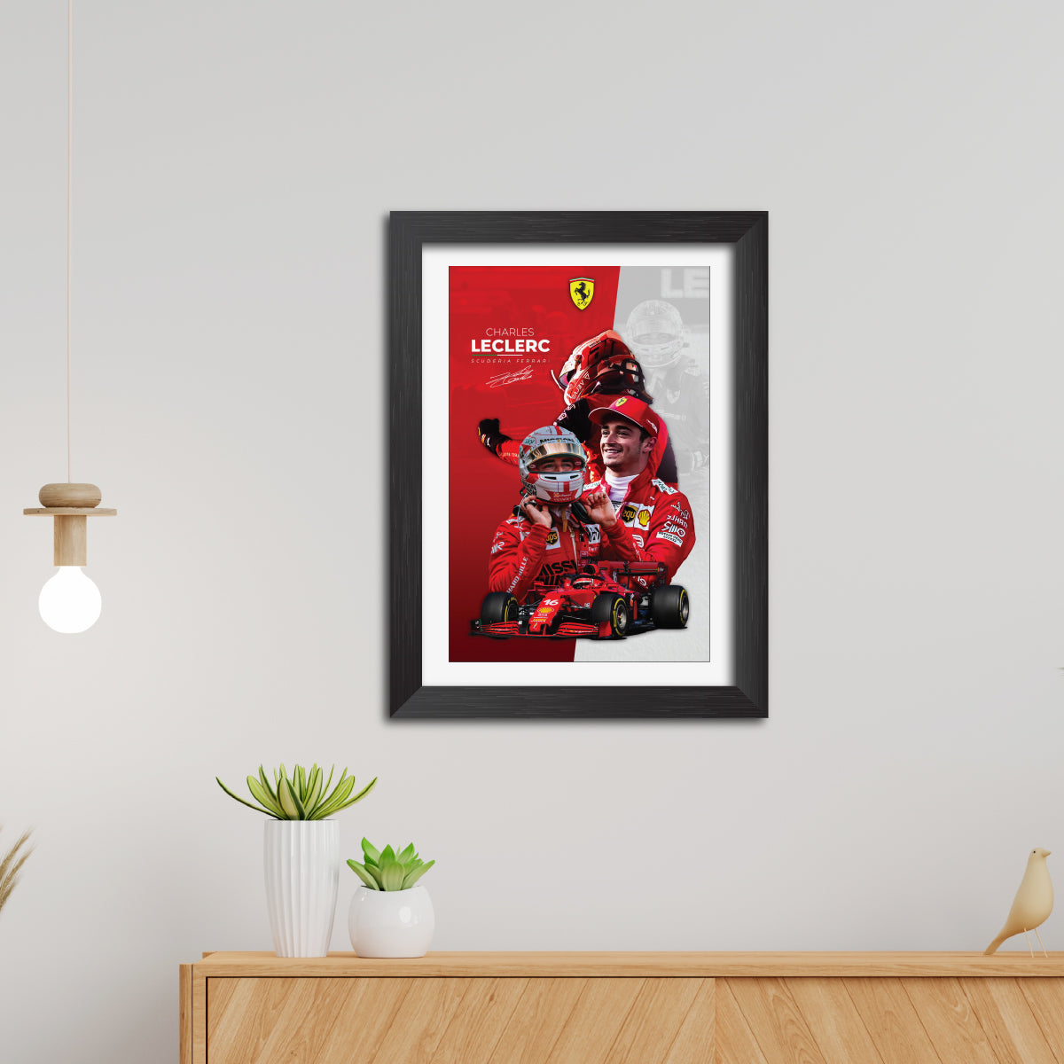 Charles Leclerc F1 Racing Poster Framed Painting
