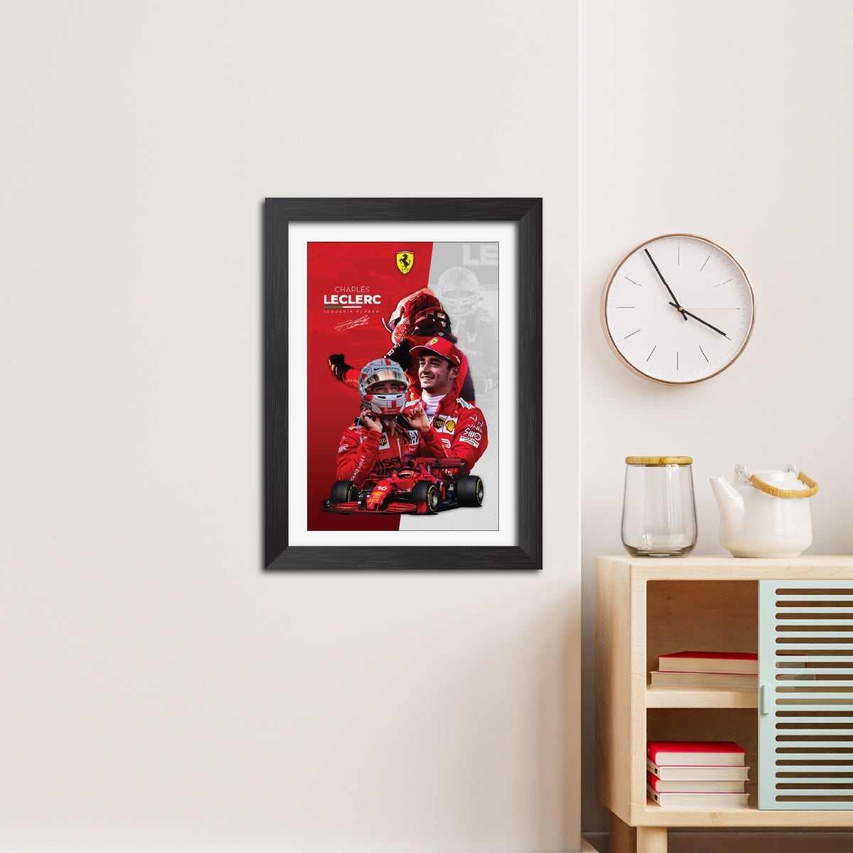Charles Leclerc F1 Racing Poster Framed Painting