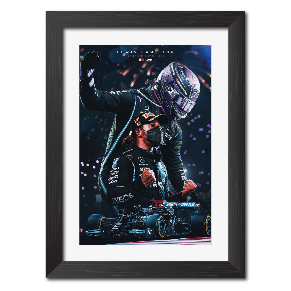 Lewis Hamilton F1 Racing Poster Framed Painting