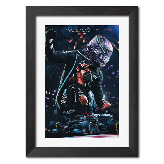 Lewis Hamilton F1 Racing Poster Framed Painting