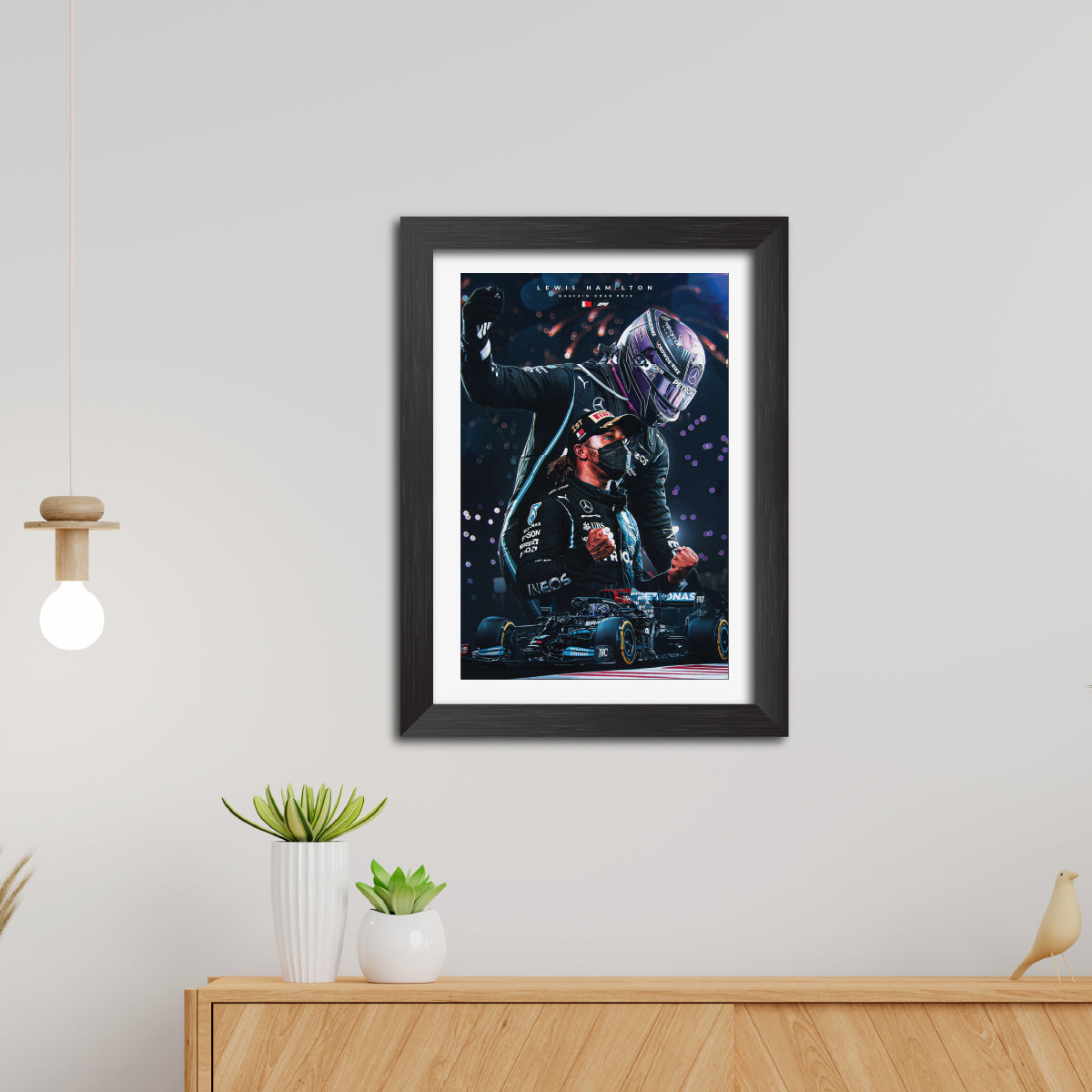 Lewis Hamilton F1 Racing Poster Framed Painting