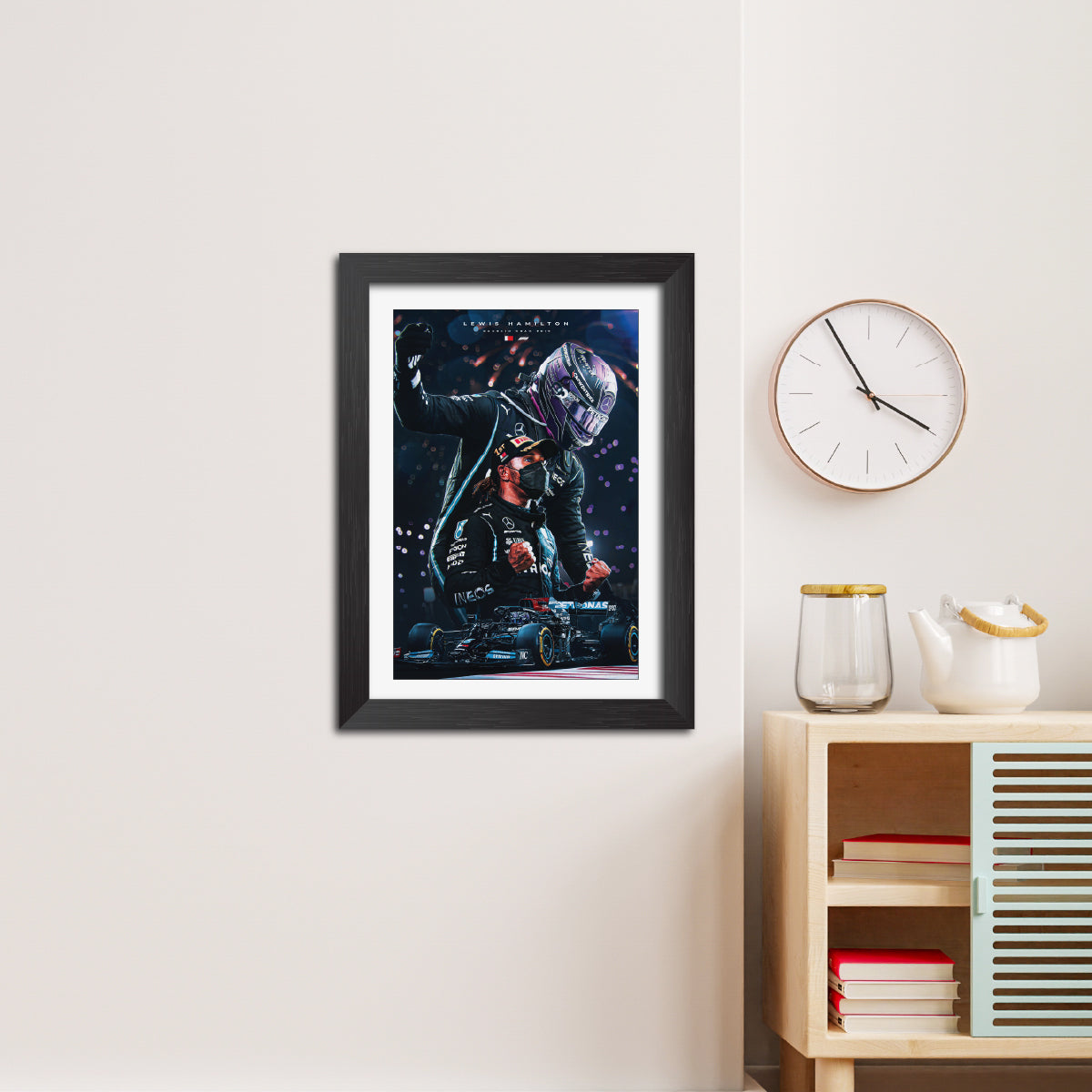 Lewis Hamilton F1 Racing Poster Framed Painting