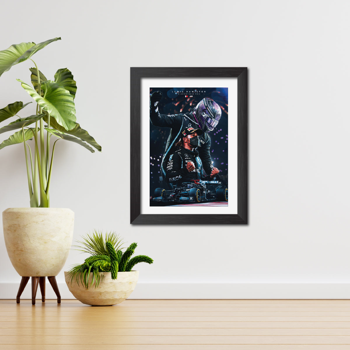 Lewis Hamilton F1 Racing Poster Framed Painting