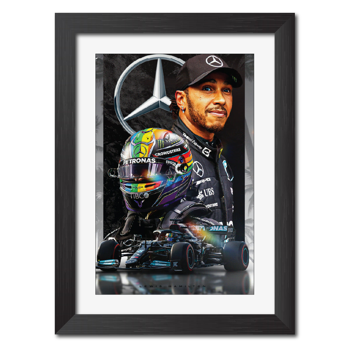 Lewis Hamilton F1 Racing Poster Framed Painting