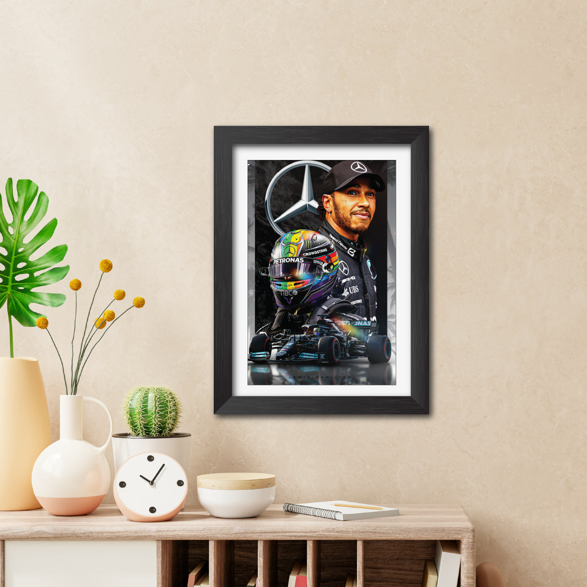 Lewis Hamilton F1 Racing Poster Framed Painting