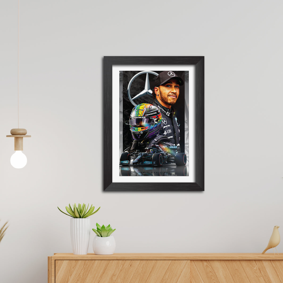 Lewis Hamilton F1 Racing Poster Framed Painting