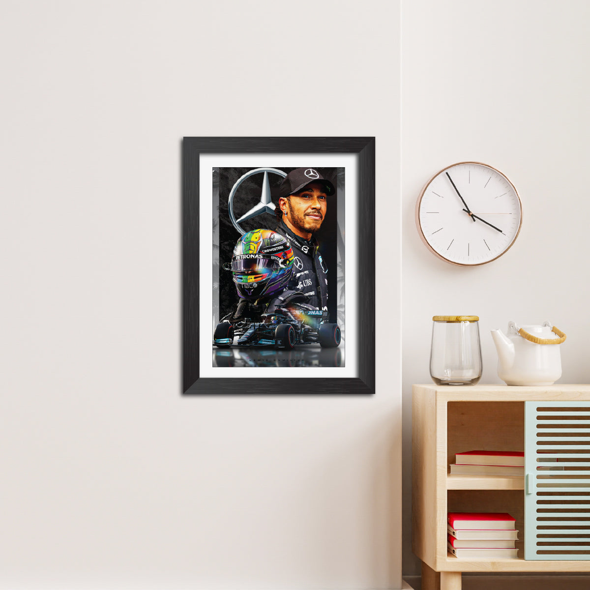 Lewis Hamilton F1 Racing Poster Framed Painting