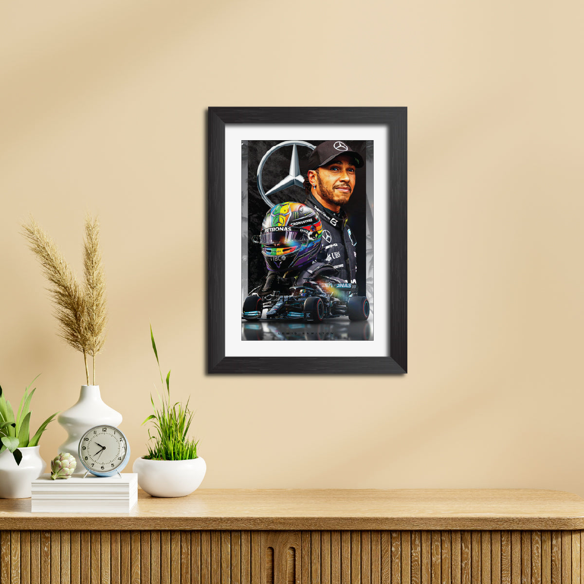 Lewis Hamilton F1 Racing Poster Framed Painting
