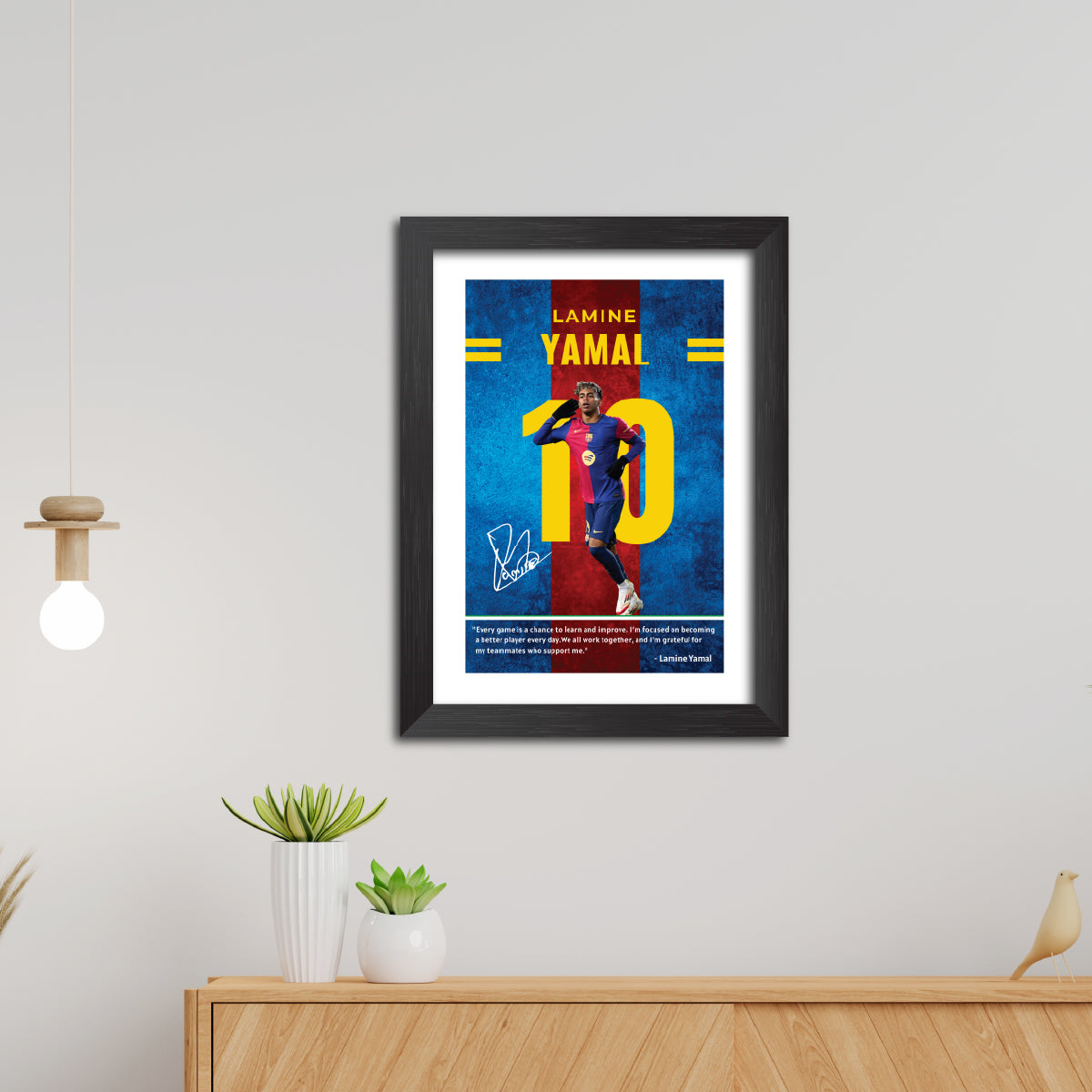 Lamine Yamal Quotes Barcelona Football Poster Framed Painting