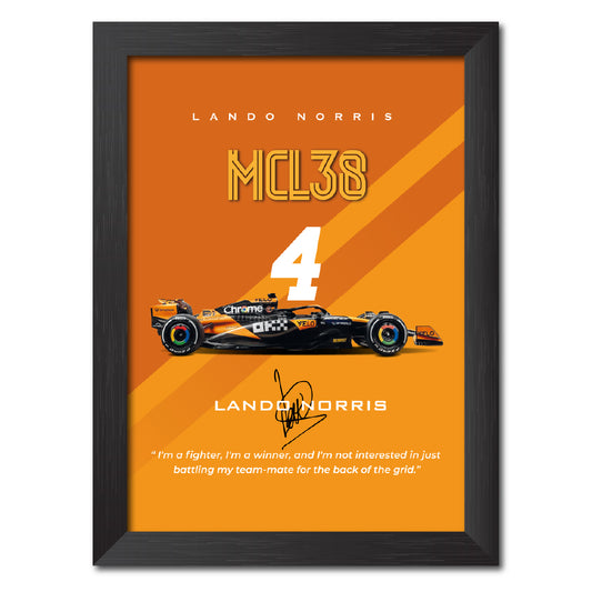 Lando Norris F1 Racing Car Poster Framed Painting