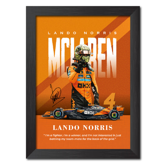 Lando Norris Quotes F1 Racing Poster Framed Painting