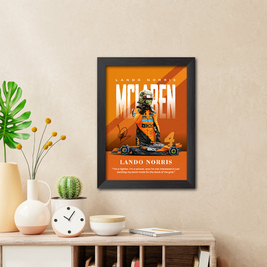 Lando Norris Quotes F1 Racing Poster Framed Painting
