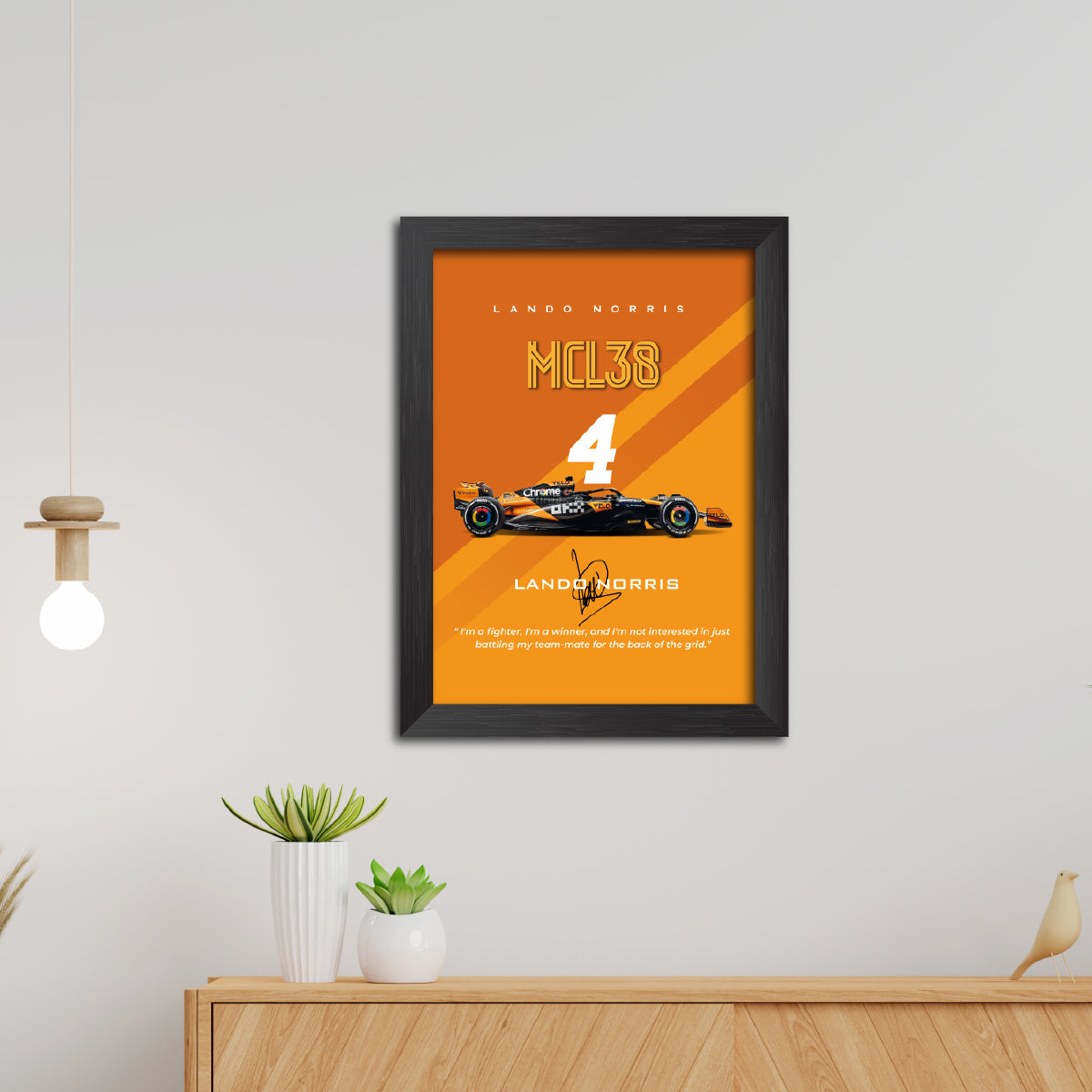 Lando Norris F1 Racing Car Poster Framed Painting
