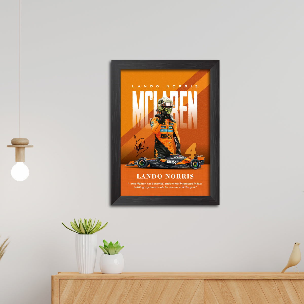 Lando Norris Quotes F1 Racing Poster Framed Painting