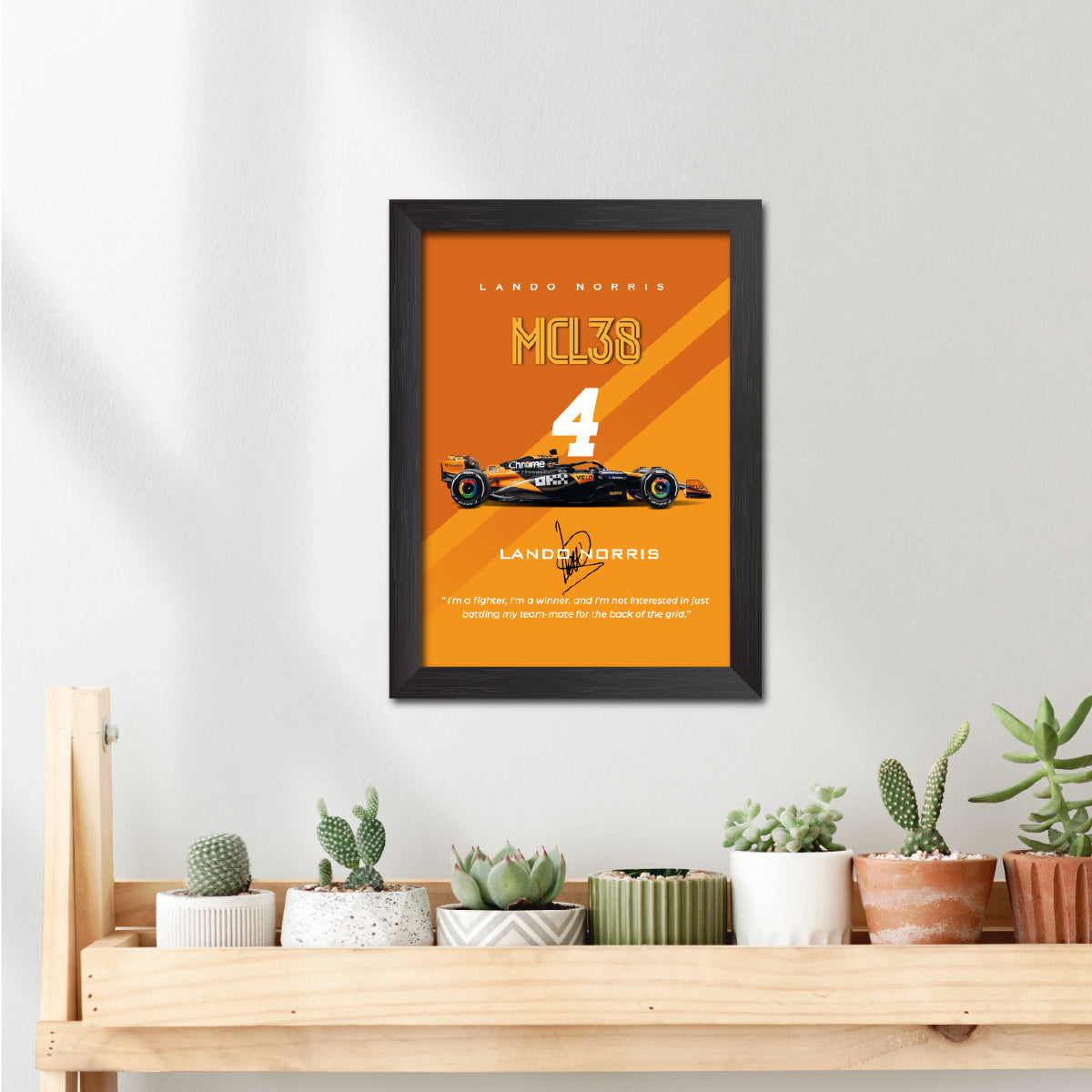 Lando Norris F1 Racing Car Poster Framed Painting