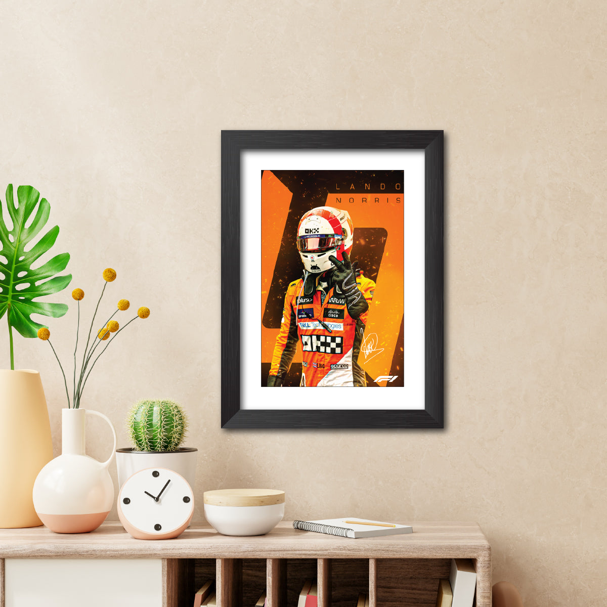 Lando Norris F1 Racing Poster Framed Painting
