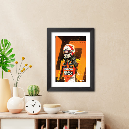 Lando Norris F1 Racing Poster Framed Painting