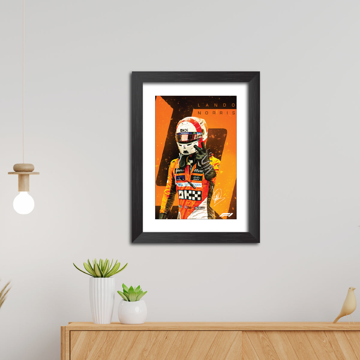 Lando Norris F1 Racing Poster Framed Painting