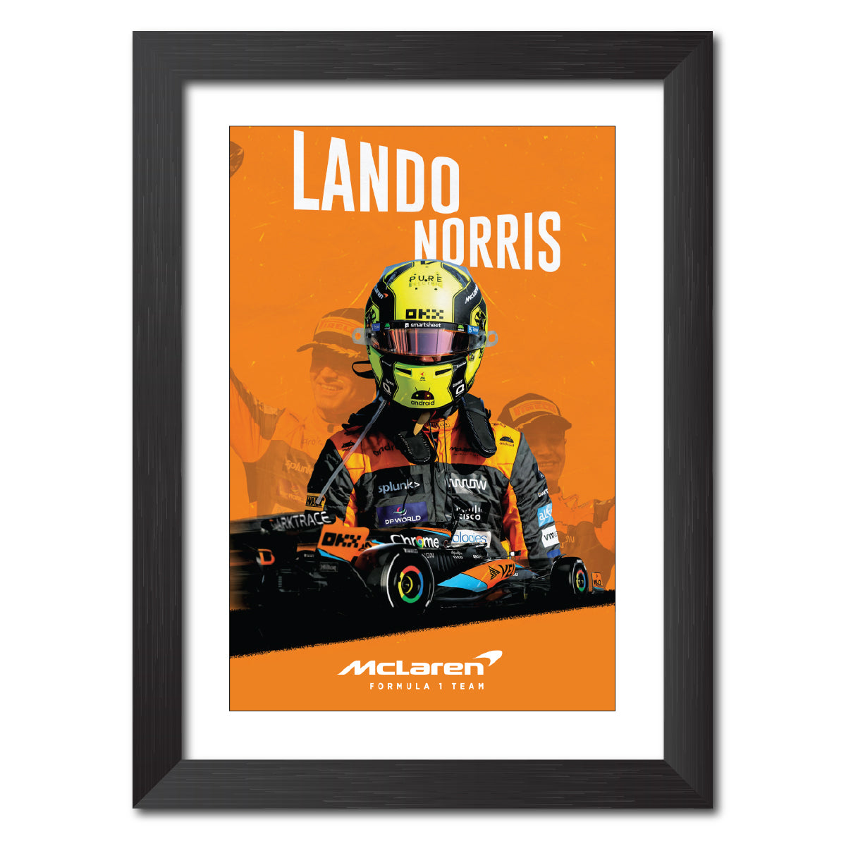 Lando Norris F1 Racing Poster Framed Painting