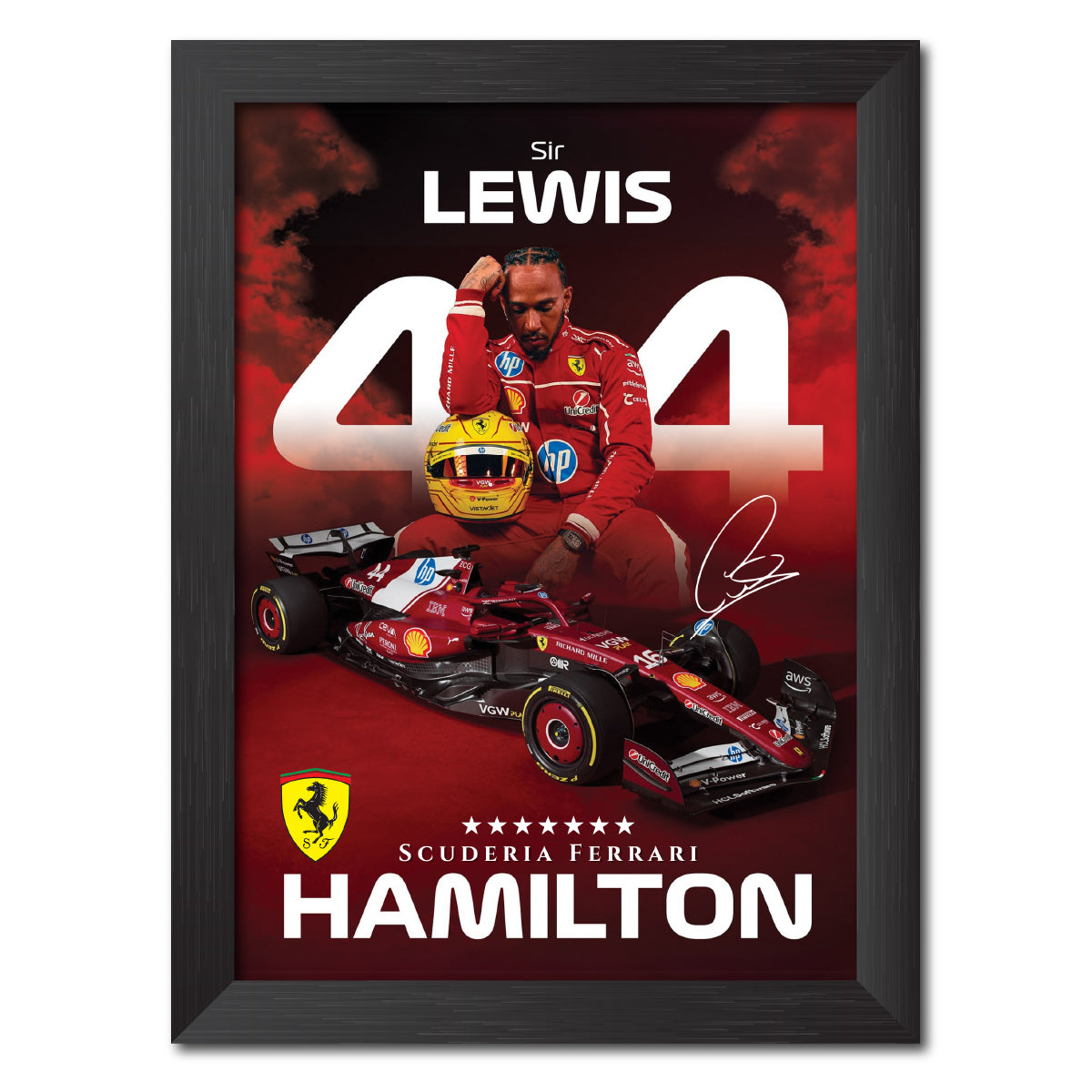 Lewis Hamilton F1 Racing Poster Framed Painting