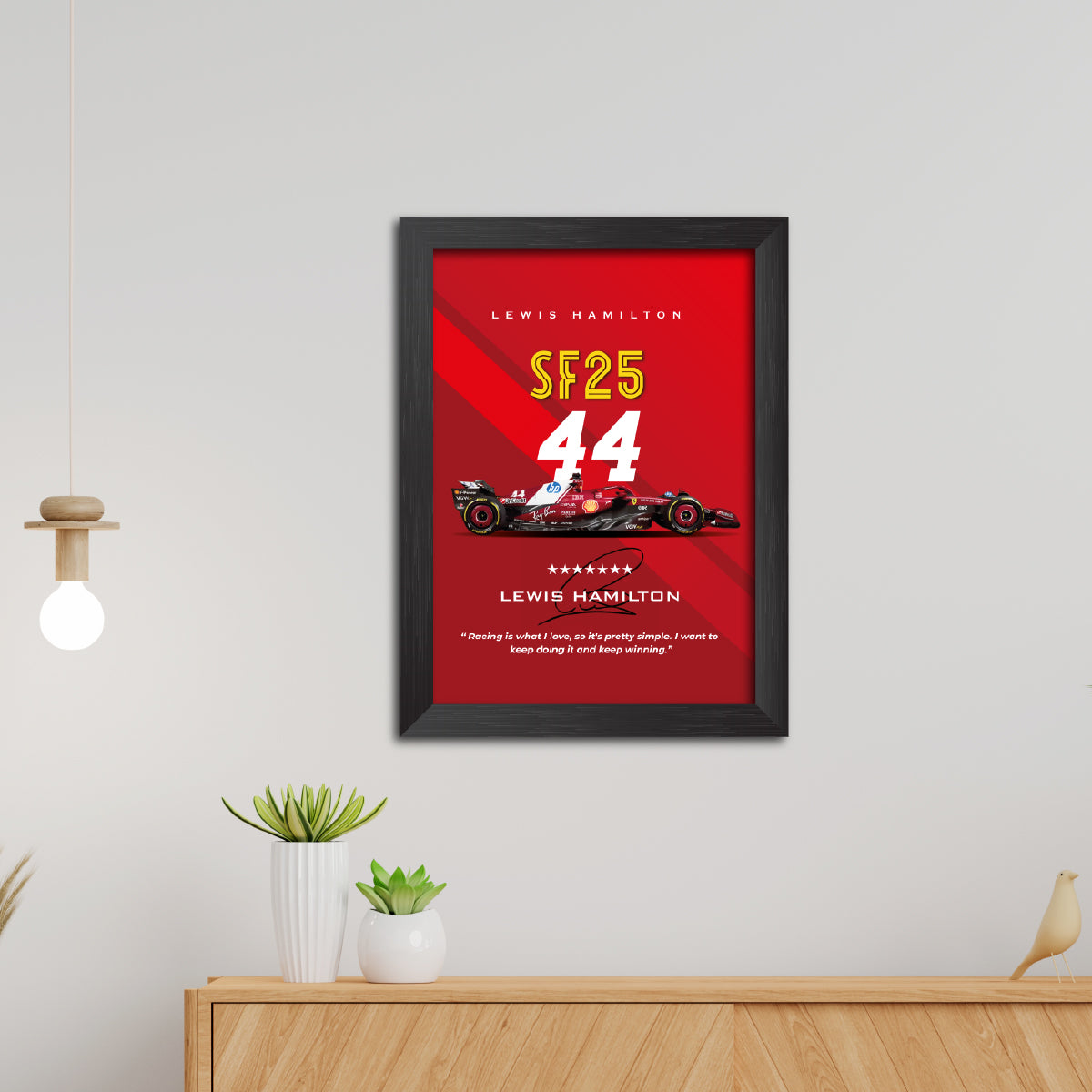 Lewis Hamilton F1 Racing Car Poster Framed Painting