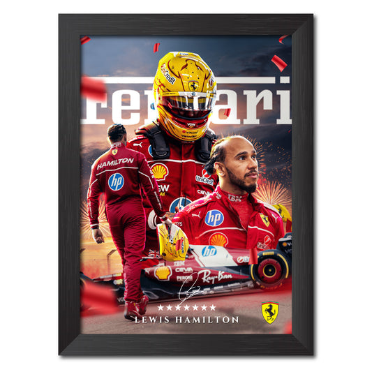 Lewis Hamilton F1 Racing Poster Framed Painting