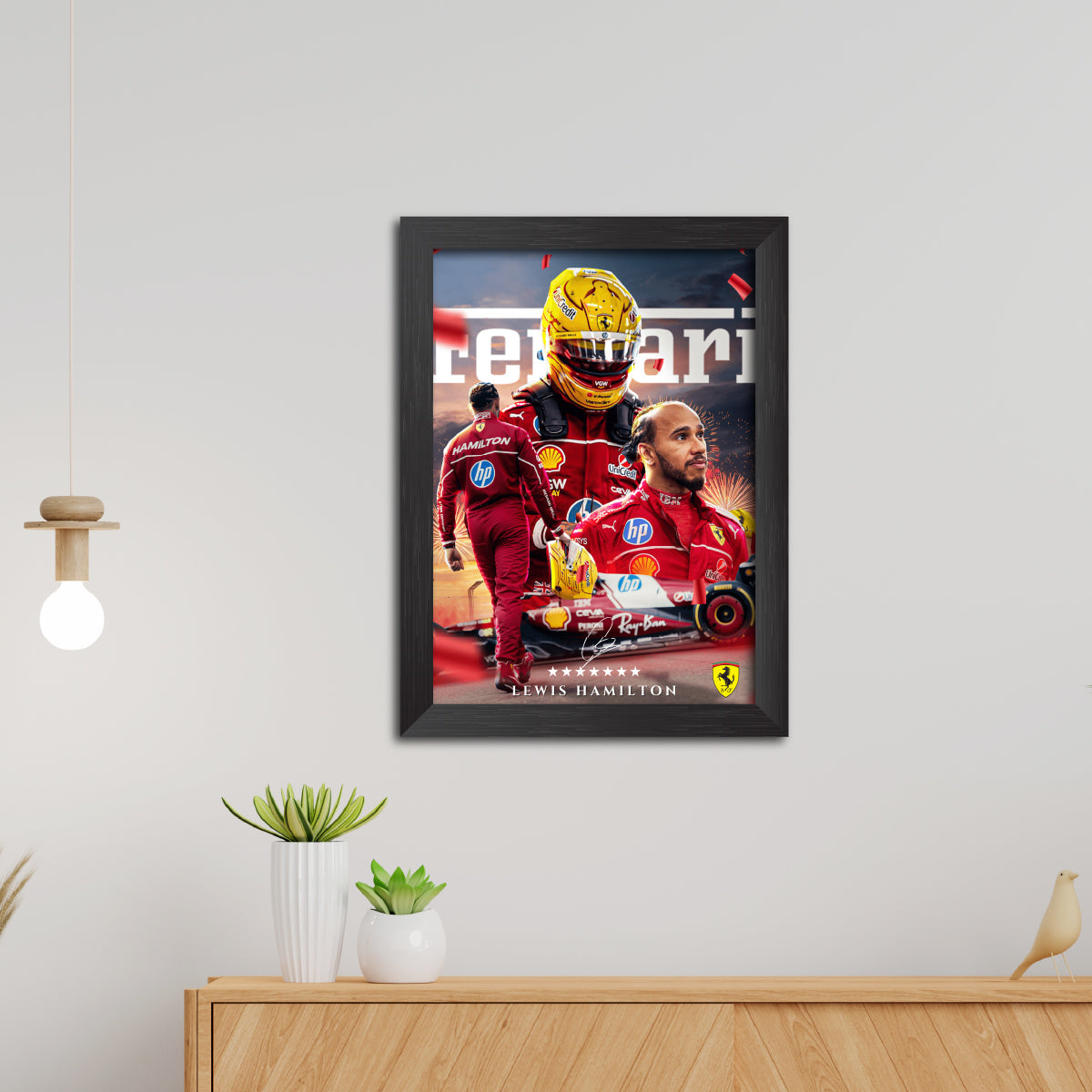 Lewis Hamilton F1 Racing Poster Framed Painting