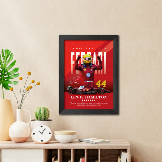 Lewis Hamilton Quotes F1 Racing Poster Framed Painting