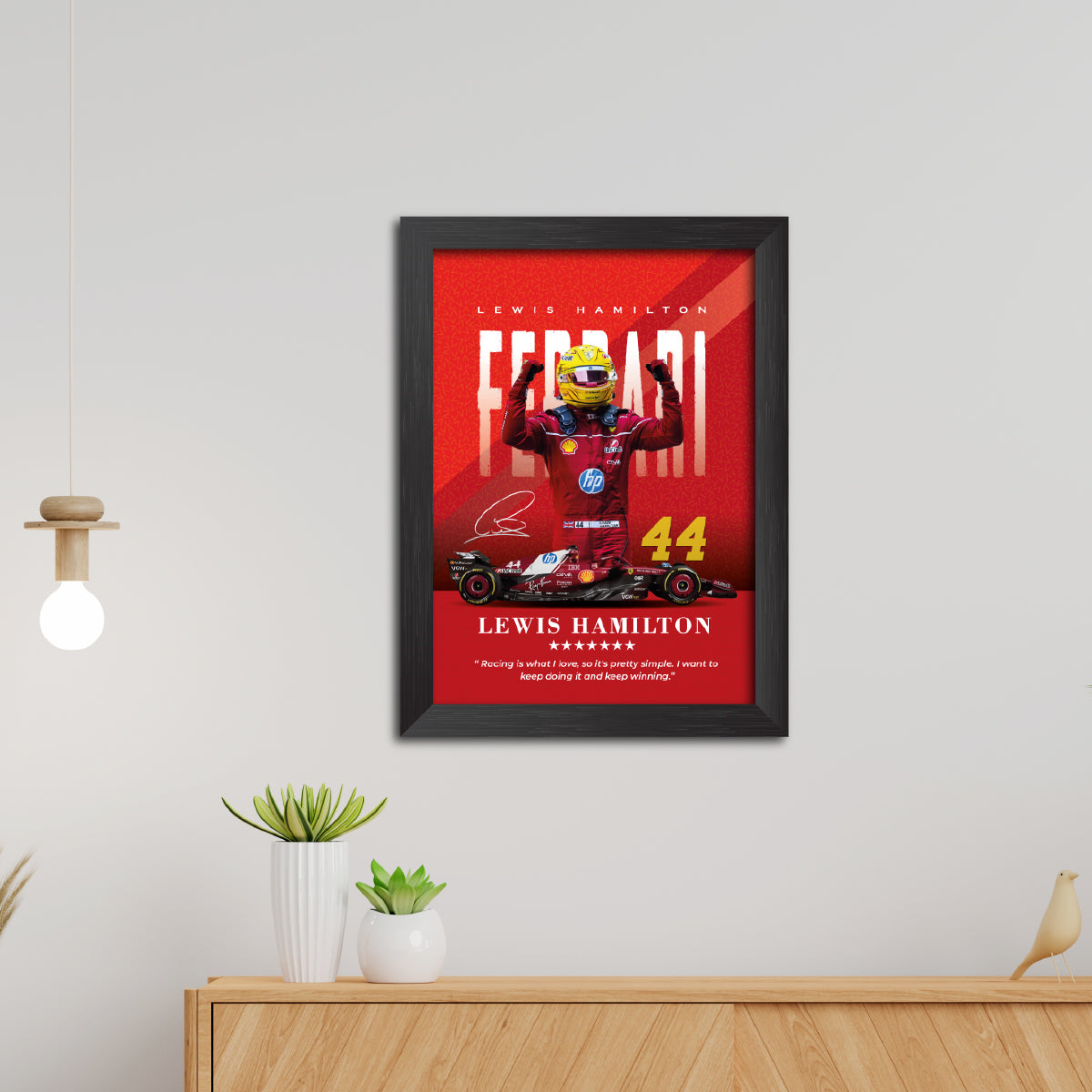 Lewis Hamilton Quotes F1 Racing Poster Framed Painting
