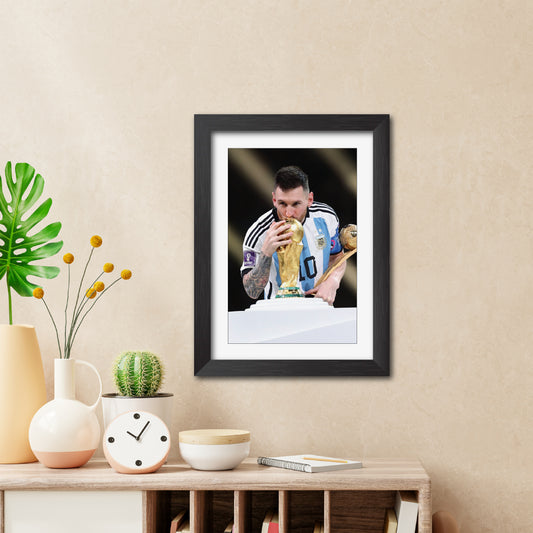 Lionel Messi Worldcup Celebration Argentina Football Poster Framed Painting