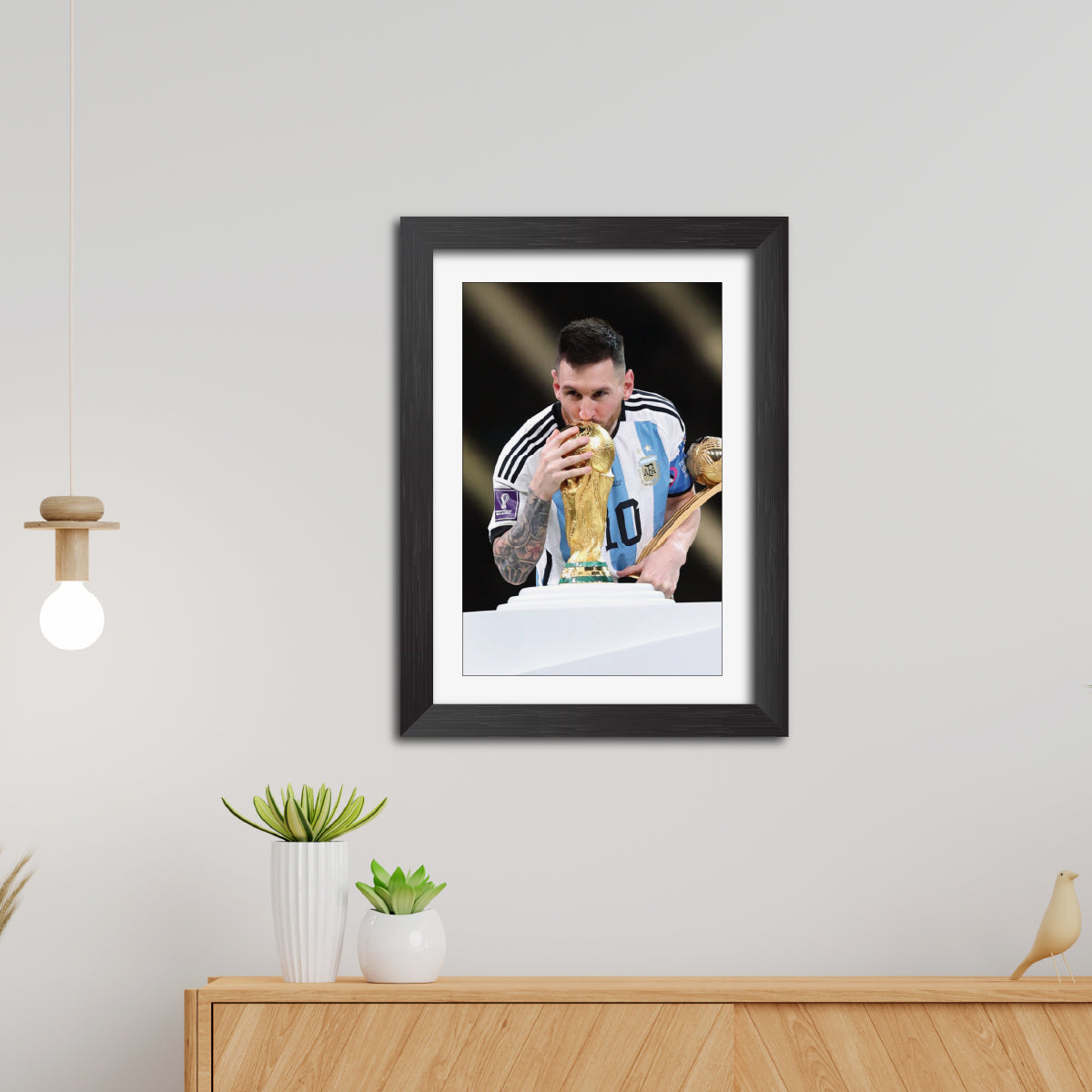 Lionel Messi Worldcup Celebration Argentina Football Poster Framed Painting