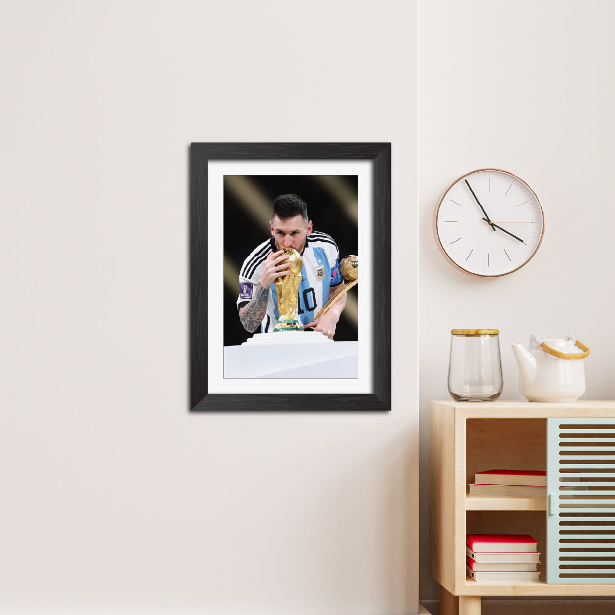 Lionel Messi Worldcup Celebration Argentina Football Poster Framed Painting