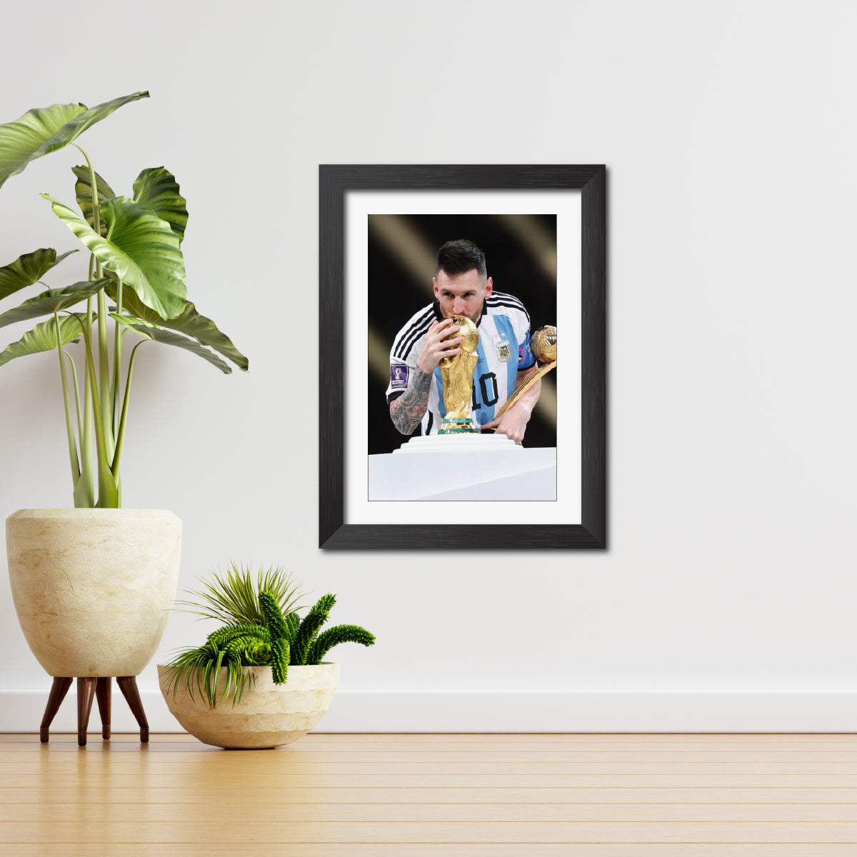 Lionel Messi Worldcup Celebration Argentina Football Poster Framed Painting