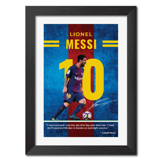 Lionel Messi Quotes Barcelona Football Poster Framed Painting