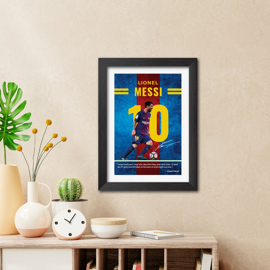 Lionel Messi Quotes Barcelona Football Poster Framed Painting