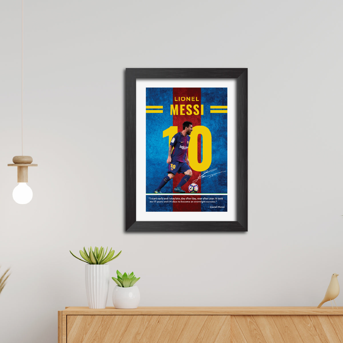 Lionel Messi Quotes Barcelona Football Poster Framed Painting