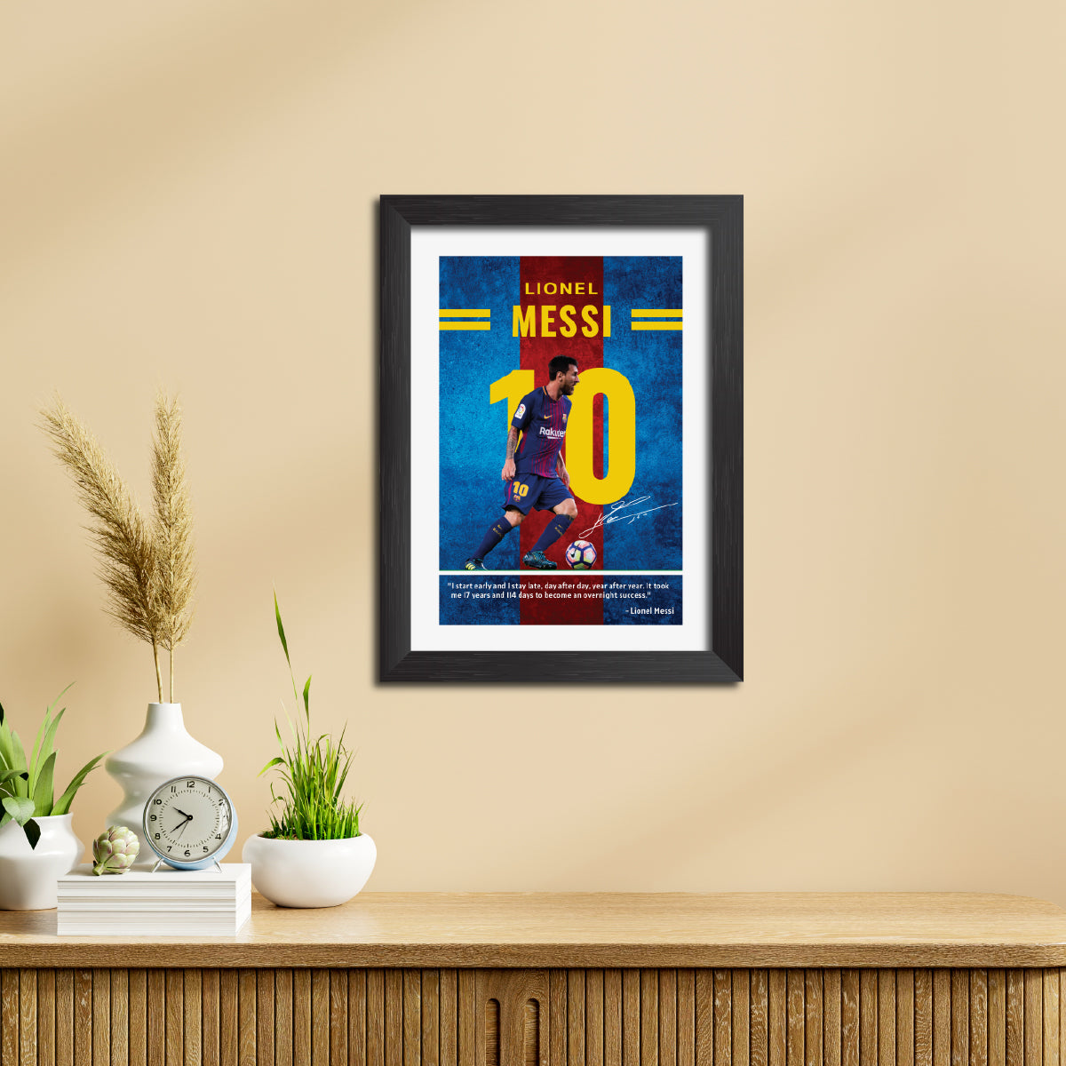 Lionel Messi Quotes Barcelona Football Poster Framed Painting
