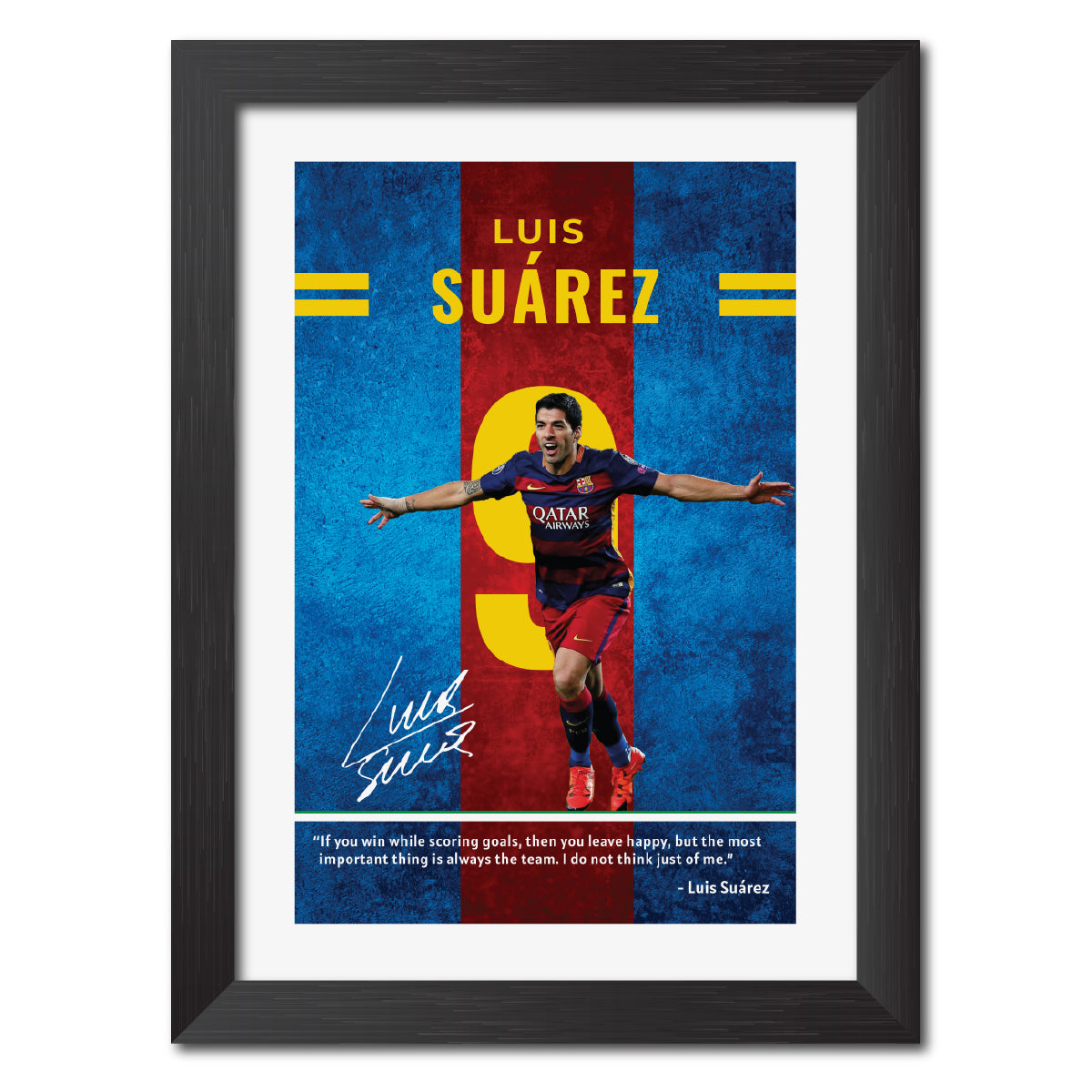 Luis Suarez Quotes Barcelona Football Poster Framed Painting