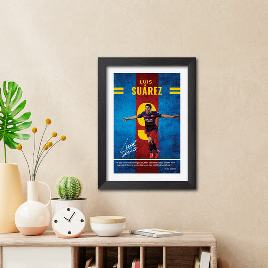 Luis Suarez Quotes Barcelona Football Poster Framed Painting