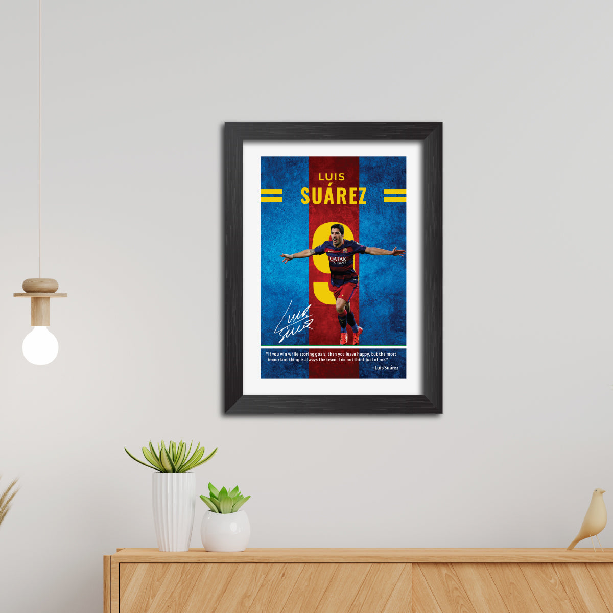 Luis Suarez Quotes Barcelona Football Poster Framed Painting