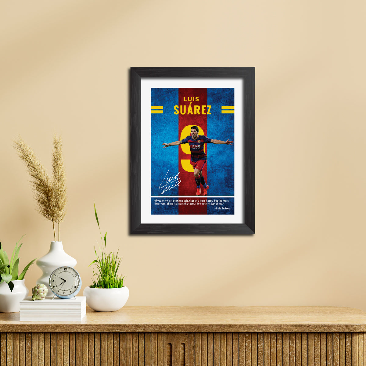 Luis Suarez Quotes Barcelona Football Poster Framed Painting