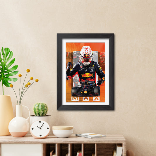 Max Verstappen F1 Racing Poster Framed Painting